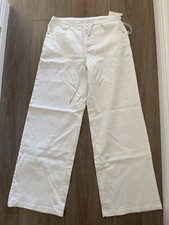 NWT Habitual Kira Drawstring Wide Leg Pants White Denim Women’s Size 6 / 28 picture