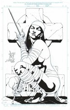 ELEKTRA PIN UP BY FABIO NAHON 2022 ORIGINAL ART MARVEL picture