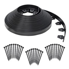 No-Dig Landscape Edging Kit 100 ft 1.5 In Tall 32 Anchoring Spikes Black picture
