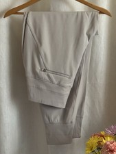 NWOT Athleta Stone Taupe Jogger Pants M Stretch Travel Athleisure Ribbed Trim picture