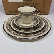 Lenox Lace Point Pattern 5 Pc Place Setting for 4 Platinum Pink Floral New inbox picture