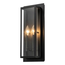 Modern Outdoor Wall Sconce, Black Large Exterior Porch Lights 2-Light Candelabra picture