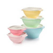 Tupperware Heritage Bowl Set 10pc Vintage Collection Pastel Nesting Bowls Lids picture