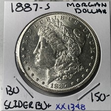 Better  Date 1887 S MORGAN DOLLAR In BU SLIDER BU XX1348 picture