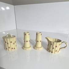 Vintage Wedgwood Jasperware Bamboo 4-Piece Set Primrose Yellow Terracotta picture