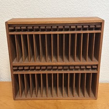 Vintage Kalmar 30 Slot Cassette Holder Teak Wood With Eject Levers MCM NICE picture