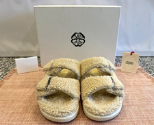 Alexander McQueen Women US 6.5 / 36 Beige Shearling Slide Slippers Open Toe NIB picture