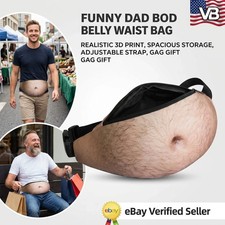 Funny Fake Belly Waist Bag Novelty Fanny Pack Dad Bod Belly Pouch PU Leather picture