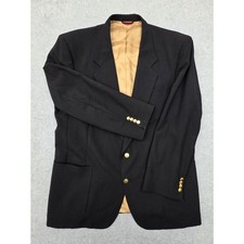 Vintage Hart Schaffner Marx Jacobson's Black Blazer 46L Gold Crest Buttons USA picture