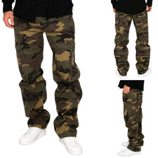 Victorious Men's Essential Baggy Fit Cargo Denim Cotton Pants DL1583 picture