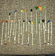 Assorted Multicolor Swizzle Sticks Mixed Lot, Glass  Cocktail Stirrers picture
