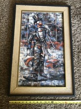 Epifanio Ortega 1963 Oil Canvas Painting Mexico Signed and Dated Clown As Is OF picture