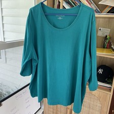 Catherines Suprema Collection Top Womens 3X Teal 26W/28W Scoop Neck picture