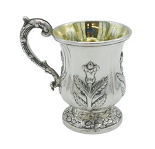 Anglo-Indian Colonial Sterling Silver Floral Christening Mug Antique Madras picture