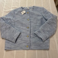 NWT J.Crew Light Blue Tweeted Lady Jacket Gold Buttons Work Wear Casual 20 picture