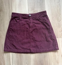 Zara Burgundy Corduroy Mini Skirt High Rise Y2K picture