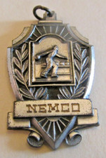 VTG 1952 NEMCO High Average 5th Place Bowling Pendant Silver Tone picture