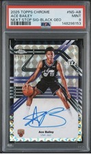 2025 TOPPS CHROME ACE BAILEY NEXT STOP SIG RC SSP /10 BLACK GEOMETRIC PSA 9 picture