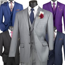 VINCI Men's 3pc Modern Fit Suit w/ Adjustable Waist - 36S-56L, 5 Colors - NEW picture