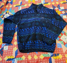 Patagonia Synchilla Snap-T Fleece Pullover Collared Geometric Black Blue L picture