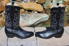 David Gallegos black kangaroo Men's Western Cowboy Boots Approx Size 9D picture