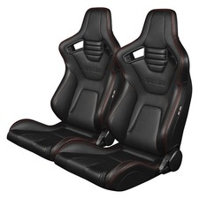 Braum Elite-X Series Black Leatherette Racing Seats w Red Stitching picture