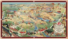 1922 Pictorial Map Glacier National Park Montana Waterton Lakes Vintage Wall Art picture