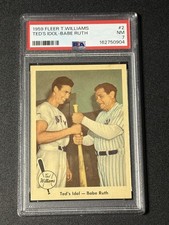 1959 Fleer Ted Williams #2 Ted's Idol Babe Ruth PSA 7 picture