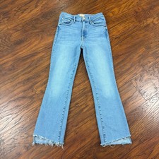 Mother Jeans Womens 27 Insider Crop Step Fray Stretch Light Wash Denim USA 24x26 picture