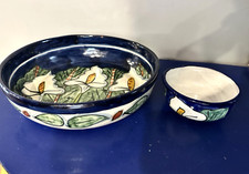 2 Vintage Talavera Mexican Pottery Bowls  Artisan Hand Painted Signed T Ruth picture