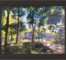 PDQ Artist Original Painting Landscape Park Trees Abstract Acrylic 18x24 Canvas picture