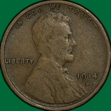 1914-D Lincoln Wheat Cent Fine F Coin #48524 picture