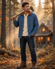 Frye Barn Shacket Men's XL Denim Corduroy Collar Shirt Jacket NWOT picture