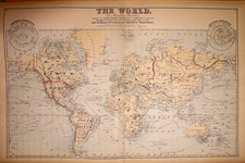 1880 Map of the World incl. Ocean Currents & Ship Routes & Distances (17x27)-#42 picture
