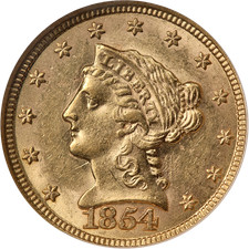 1854-P Liberty Gold $2.50 NGC AU58 Great Eye Appeal Nice Strike picture
