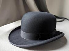 antique 1900s bowler cap BEAVER fur felt 7 black DERBY HAT vintage SNYDERS picture
