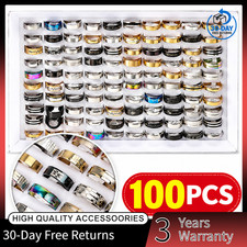 Bulk Lot Mixed Stainless Steel Rings Men's women's Fashion Ring Wholesale 100pcs picture