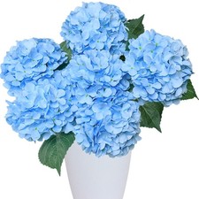 6PCS Blue Hydrangea Artificial Flowers Silk Faux Hydrangeas picture
