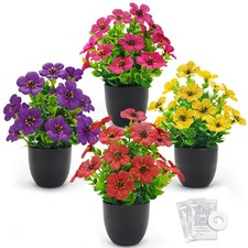 Der Rose 4 Pack Fake Plants with Fragrance Discs for Black Office Decor | UV-... picture