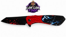 Wartech Ghostface A/O Pocketknife Tanto, Liner Lock Clip, Red/Black Metal picture