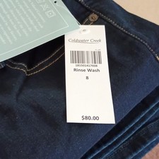 NWT Coldwater Creek Size 8 Mid Rise Slim Leg Women's Jeans Dark Rinse Wash picture