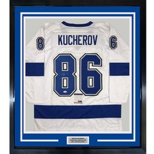 Framed Signed Nikita Kucherov 35x39 Tampa Bay White Jersey PSA COA picture