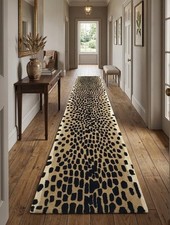 Hand-Tufted Wool Leopard Runner Rug Abstract Animal Print Hallway Handmade Rug picture