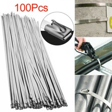 100Pcs Metal Zip Ties Stainless Steel Heavy Duty Self-Locking Cable Ties 150mm picture