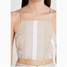BCBG LINEN BLEND CROP TOP COLOR SAND COMBO SIZE 8 NWT picture