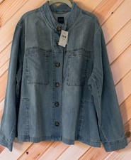 New 3X J Jill Women’s Light Wash Denim Round Collar Jacket  picture