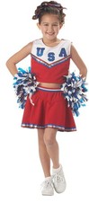 Kids Patriotic USA 4th July Independence Day Cheerleader Girls Dress with PomPom picture