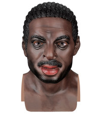 Realistic Black Man Latex Mask Adult  Halloween Party Cosplay Fancy Dress Prop picture