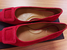 Talbots Red Pop Whitley Buckle Women's Shoes Size 8M Gently Worn picture