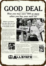1959 ALLSTATE AUTO INSURANCE Vintage-Look-Edge DECORATIVE REPLICA METAL SIGN picture